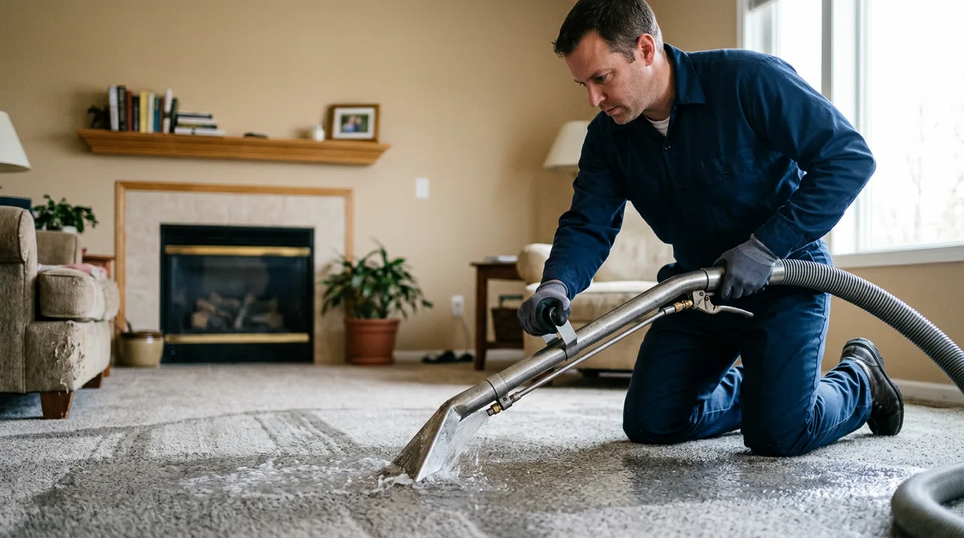 Water damage restoration technician working near Glenwood City, WI